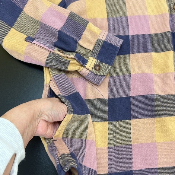 LL Bean Soft Brushed Plaid Flannel Pullover Hoodie 1X Relaxed Fit Pockets Comfy - Picture 5 of 15
